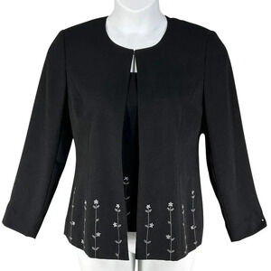 VTG Betu NWT Womens Black 2 Piece Embroidered Blazer 6 Tank Top 8 Career Wear